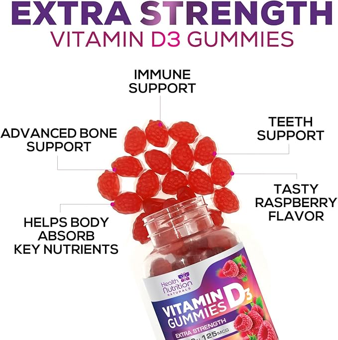 Vitamin D3 Gummies Extra Strength 5000 (125 mcg) 60 Gummies
