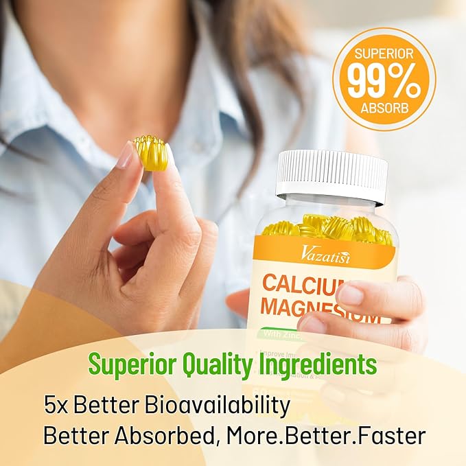 Calcium Magnesium Zinc Gummies with Vitamin D3 & K2, High 60 Gummies…