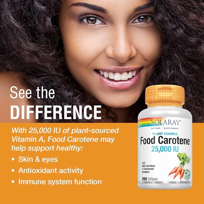 Solaray Food Carotene, Vitamin A as 25000IU Carotenoids (076280041217) (200 (200 CT)