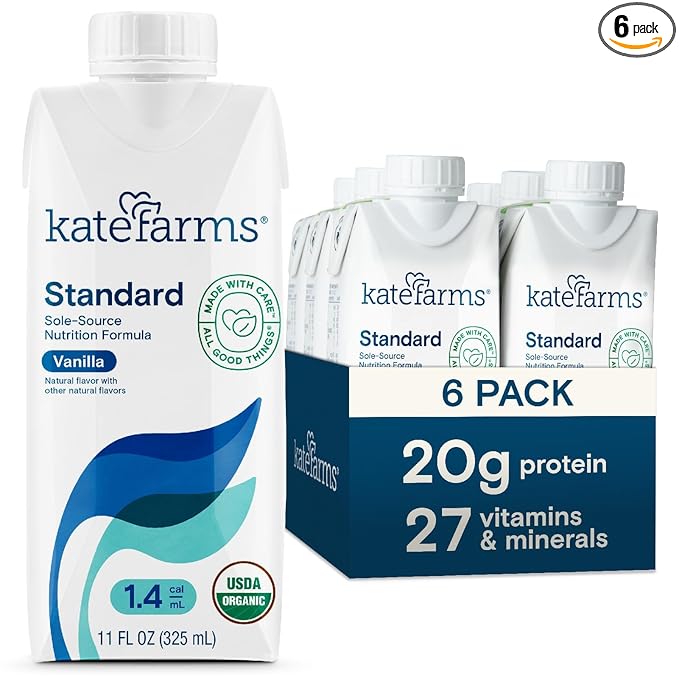 KATE FARMS Organic 1.4 High Calorie 20g Protein, 27 Vitamins 11 oz (6 Pack)
