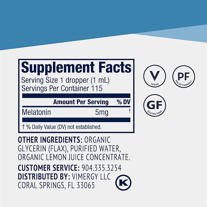 Vimergy Melatonin – Natural Sleep Aid (115 mL)