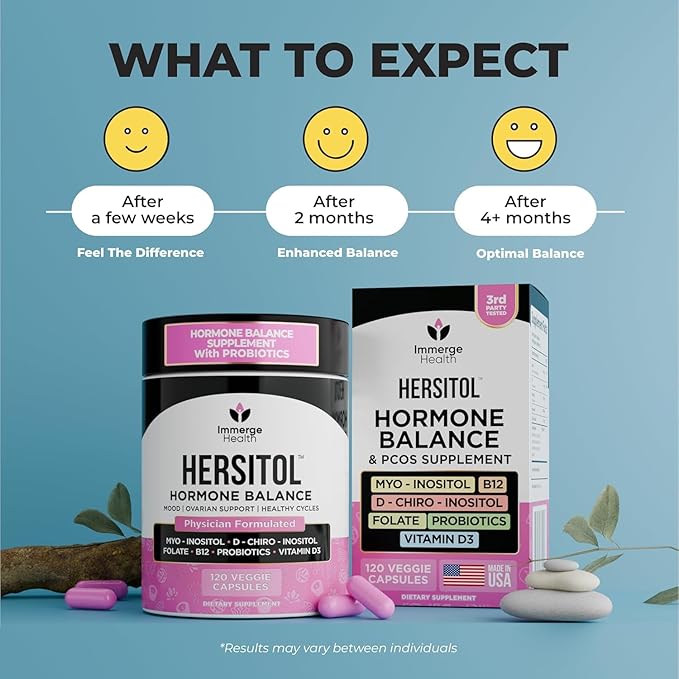 Hormone Balance for Women, PCOS, Ovarian Support, Fertility, Menstrual Cycle | Myo-Inositol & D-Chiro Inositol Supplement 40:1 Ratio With Folic Acid, B12 & Probiotics | Female Vitamins 30 Capsules