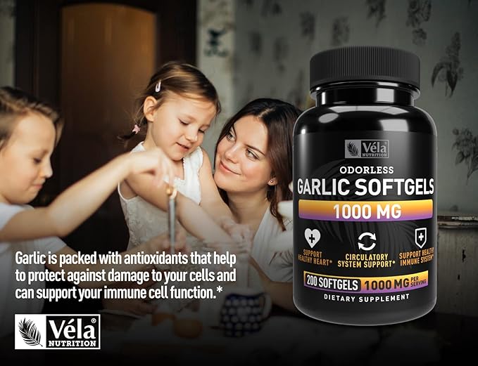 Odorless Garlic Supplement 1,000 mg 3rd Party 200 Capsules