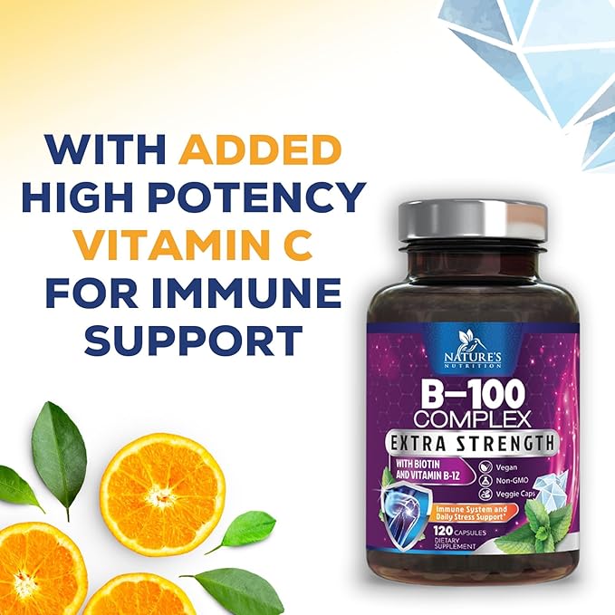 B Complex Vitamins with Vitamin B1 B2 B3 B3 B6 B6 B12 B12 B100 B100 C 120 Vegan