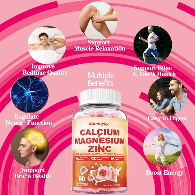 Calcium Magnesium Zinc Supplement Gummies D3 K2 K2 & 1000mg Calcium