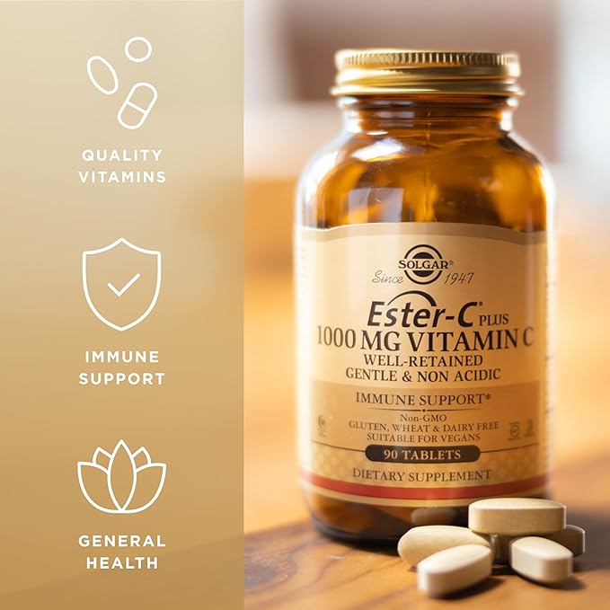 SOLGAR Ester-C Plus 1000 mg Vitamin 90 Tablets, 3 - 270 Total