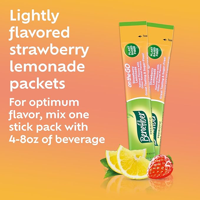 Benefiber Fiber Supplement, Strawberry Lemonade, On 36 Count