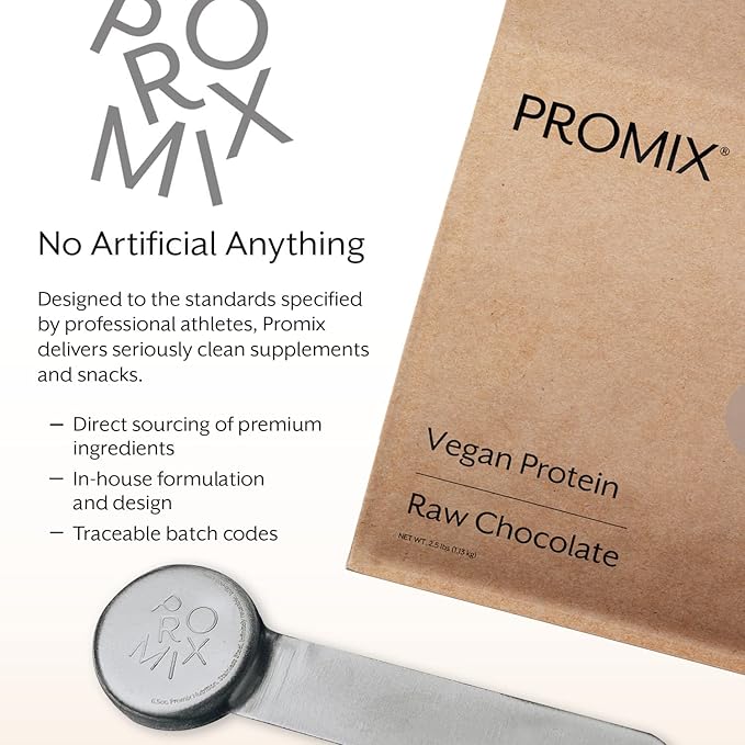 Promix Plant-Based Vegan Protein Powder, Raw Chocolate 5lb Bulk B-12 -