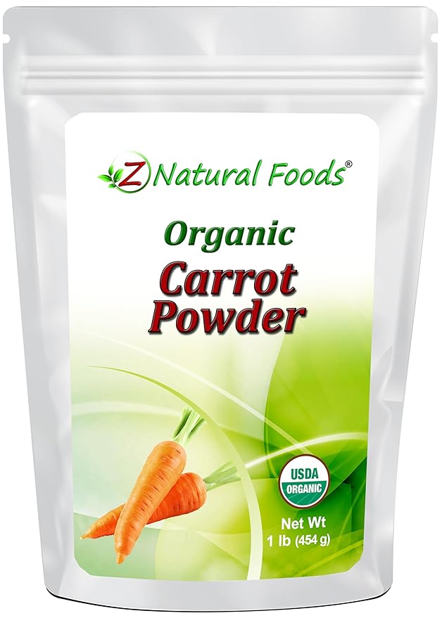 Z Natural Foods Organic Carrot Powder, Natural Superfood Powder for Vision and Heart Health, Great in Juices, Smoothies, and Recipes, Non-GMO, Vegan, Gluten-Free, Kosher, 1 lb.