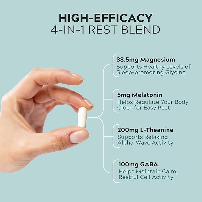 Magnesium Glycinate 275mg Melatonin 5mg L-Theanine 200mg GABA 100mg Capsules
