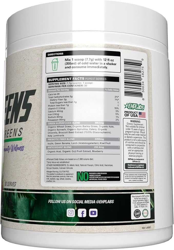 EHP Labs OxyGreens Super Greens Powder 30 Serves