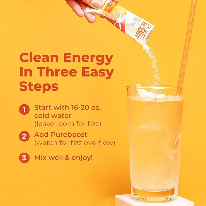 Pureboost Clean Energy Booster, Refreshing Energy B12 Vitamins, 30 Count)