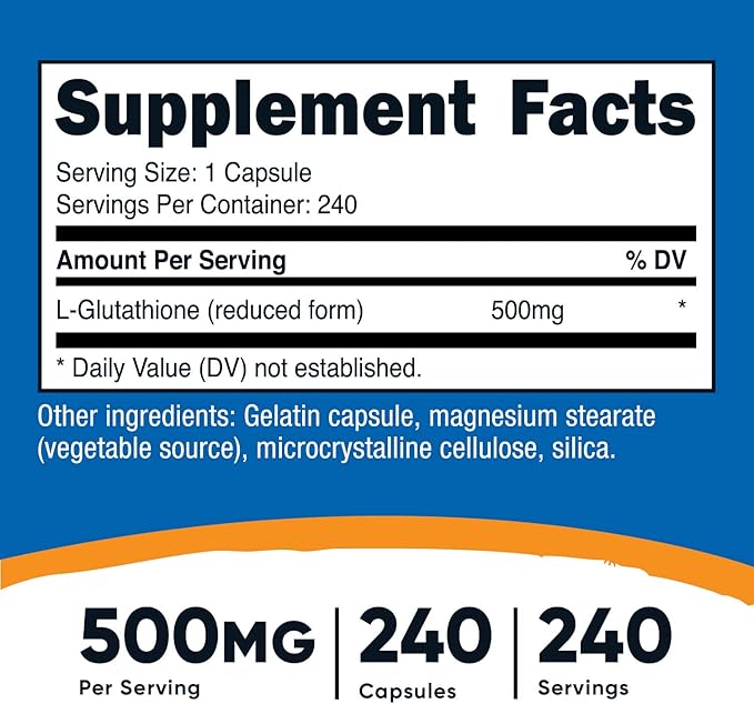 Nutricost Glutathione Capsules 500mg, 240 Capsules