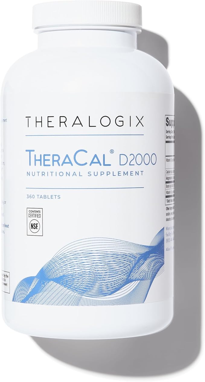 Theralogix TheraCal D2000 - Bone Health Support Supplement with Calcium, Magnesium, Vitamin D3, Vitamin K2 & Boron* - 90-Day Supply - NSF Certified - 360 Tablets