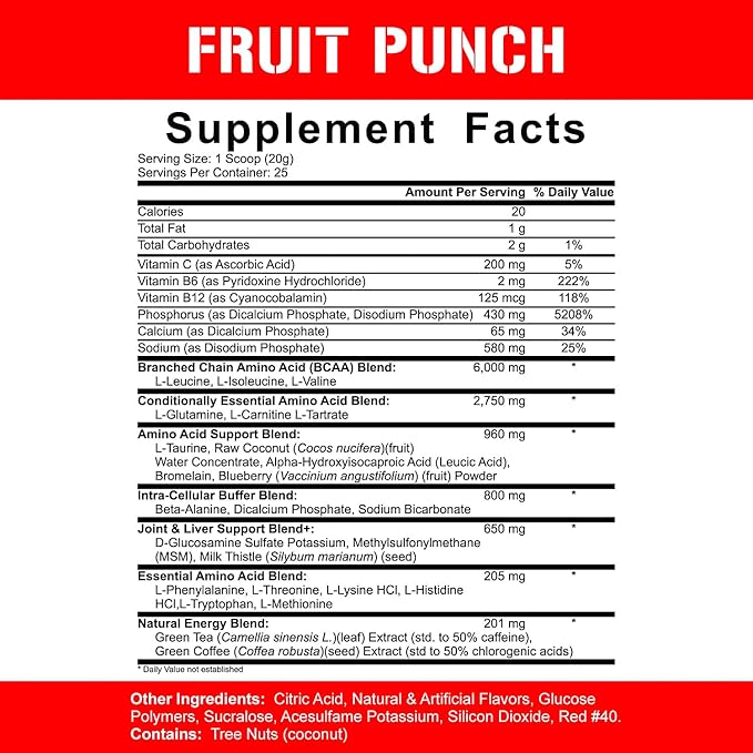 5% Nutrition Rich Piana AllDayYouMay Caffeinated BCAA Energy Powder | Premium Pre Workout Amino Energy & Electrolytes | Hydration, Endurance & Recovery | 16.08 oz, 25 Servings (Fruit Punch)