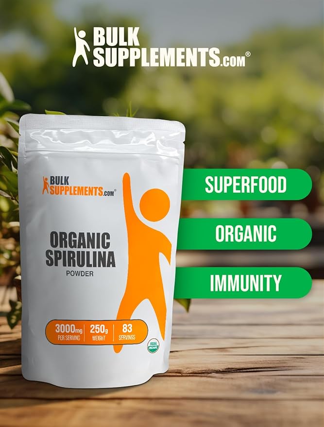 BulkSupplements.com Organic Spirulina Powder 3g of (250 Grams 8.8 oz)