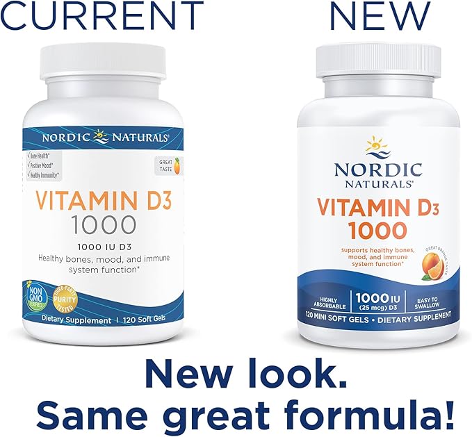 Nordic Naturals Vitamin D3 1000, Orange 120 Mini 1000 IU D3 - 120 Servings