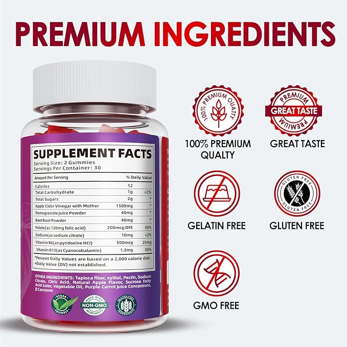 (3 Pack) Keto ACV Gummies Extreme 1500MG Keto Gummies Apple Cider Vinegar Formulated with Pomegranate Beet Juice Powder B12 Vegan Non GMO 180 Gummys