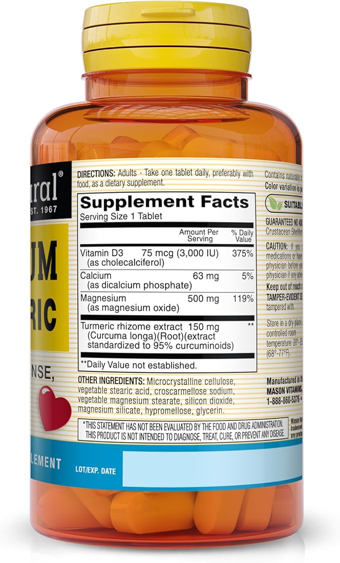 MASON NATURAL Magnesium & Vitamin D3 60 Tablets 3)