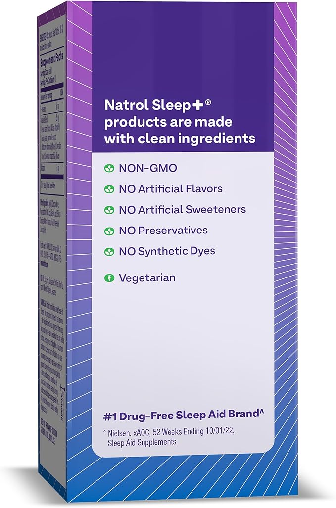 Natrol Sleep + Calm Melatonin 6mg 50mg and 60 Raspberry-Flavored 60 Day