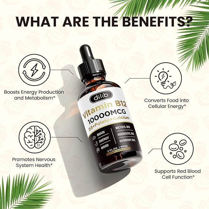 Vitamin B12 Complex 10000 mcg B-12 Drops Metabolism(2 Pack)