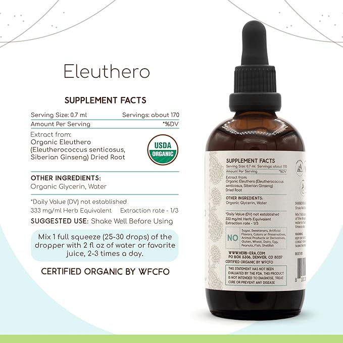 Eleuthero B120 USDA Organic Tincture (4 oz)