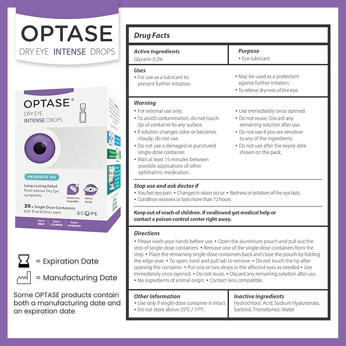 Optase Dry Eye Intense Drops, Single Dose 30 Single