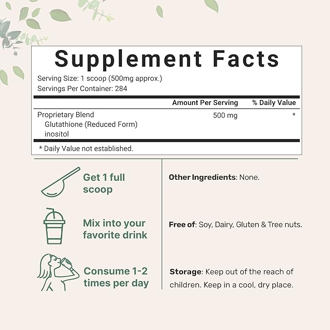 Glutathione Supplement, Pure Glutathione Reduced Powder 5 Ounce (9 Months 2 in 1 Formula,