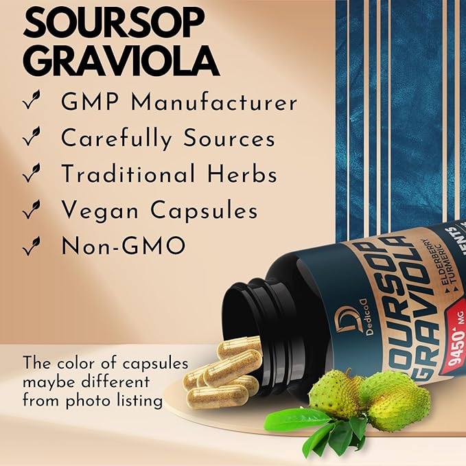 Soursop Graviola Capsules 3 Months 9450mg Per 11 Herbs 90 Vegan