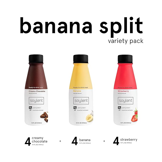 Soylent Meal Replacement Shake, Banana Split 20g Complete 14 Fl 12)
