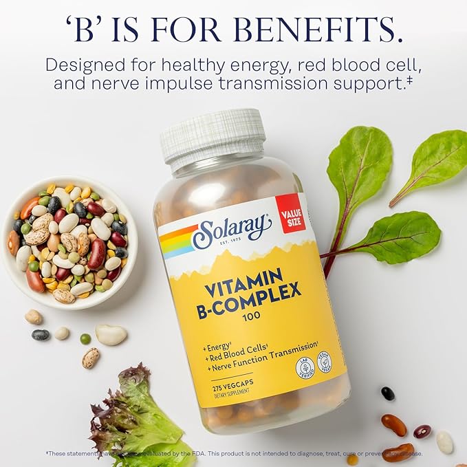 SOLARAY Vitamin B Complex 100 mg, B6, B12, B12, Biotin, 275 VegCaps