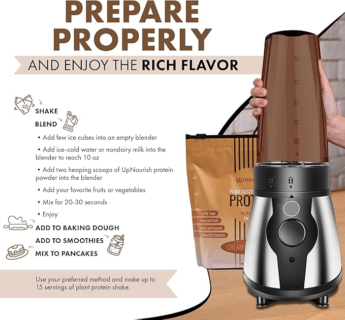 UpNourish Chocolate Vegan Protein Powder, Meal 15 Servings