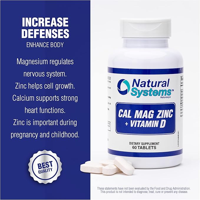 Calcium Magnesium Zinc Vitamin D Supplement 60 Tablets
