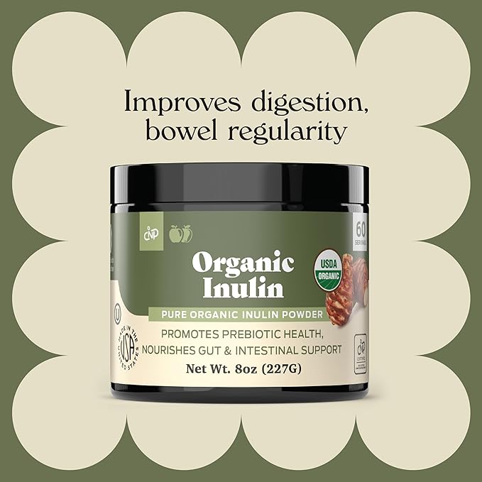 Pure Organic Inulin Powder Fiber Supplement 8oz Digestion
