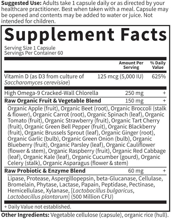 Garden of Life Vitamin D, Vitamin D3, Vitamin 5,000 IU, 60 Vegetarian