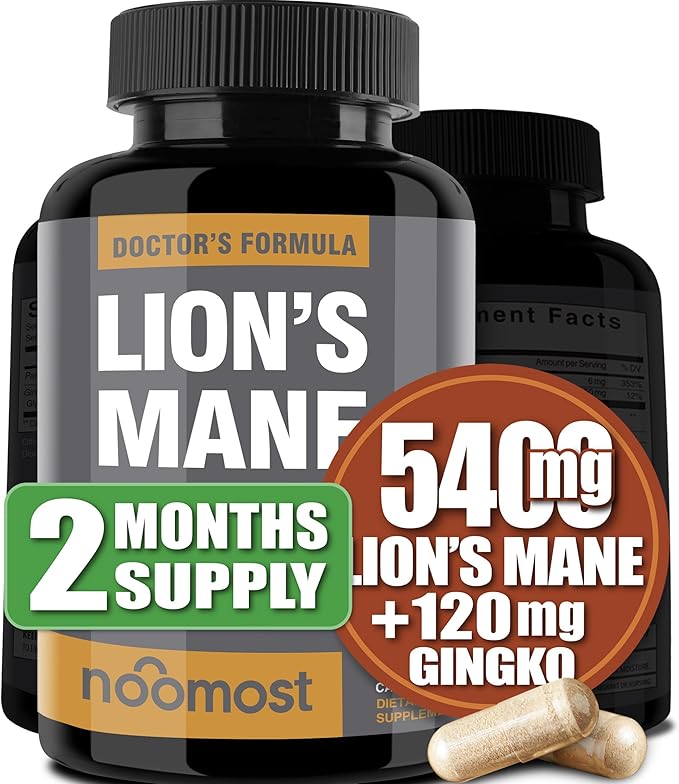 Organic Lions Mane Supplement Capsules 5400mg, 120mg – 2 Months