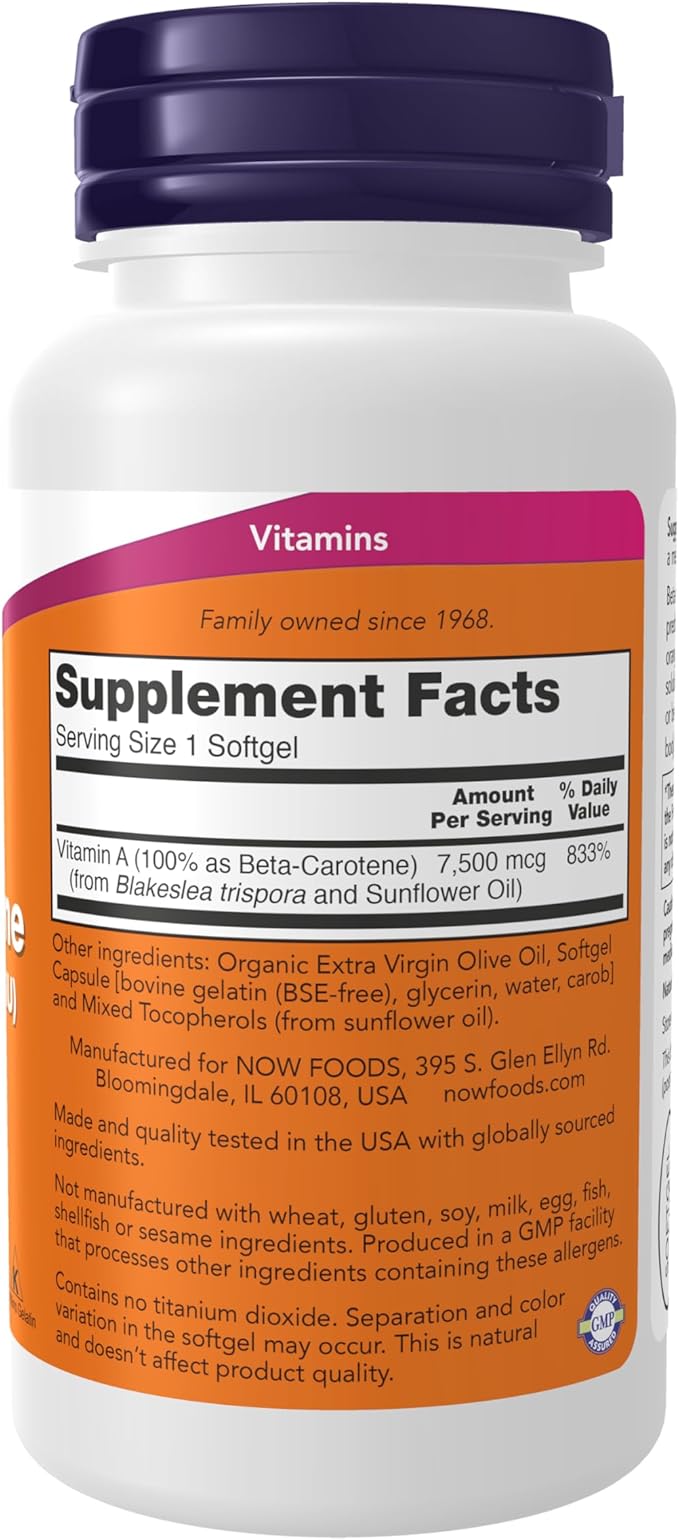 NOW Supplements, Natural Beta Carotene 25,000 90 Softgels