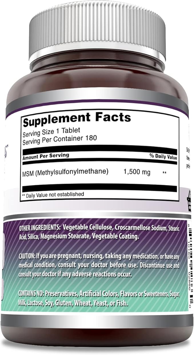 Amazing Formulas MSM 1500mg 180 Tablets Supplement