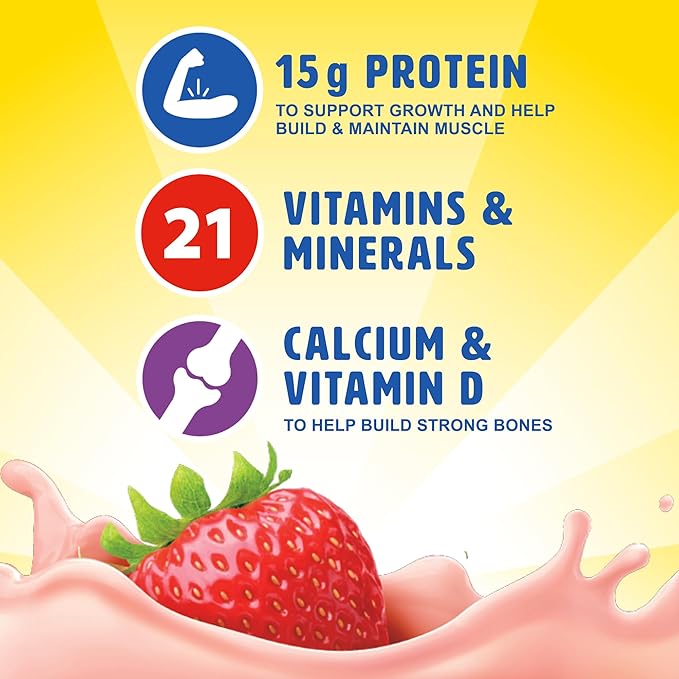 Carnation Breakfast Essentials High Protein Nutritional Drink, Ready-to-Drink, 15g Protein, Vitamins C & D for Immune Support, Calcium, Gluten-Free, Kosher, Creamy Strawberry, 8 FL OZ Carton (24 Pack)