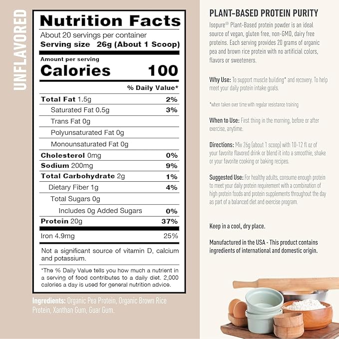Bundle of Isopure Unflavored Organic Vegan 20 Servings 14 Servings,