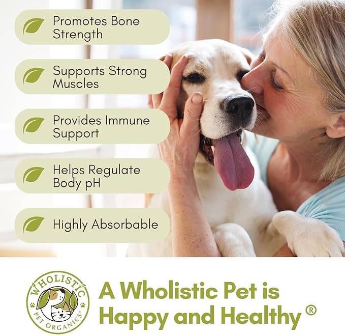Wholistic Pet Organics Sea Coral: Organic Sea Coral Calcium Dog Supplement - Natural Source of Calcium for Dogs Teeth and Bone Health - Vitamins for Dogs - Made in USA