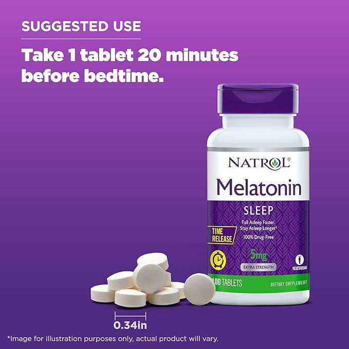 Natrol Time-Release Melatonin 5 mg, Dietary 100 Tablets 2), 200 200 Day