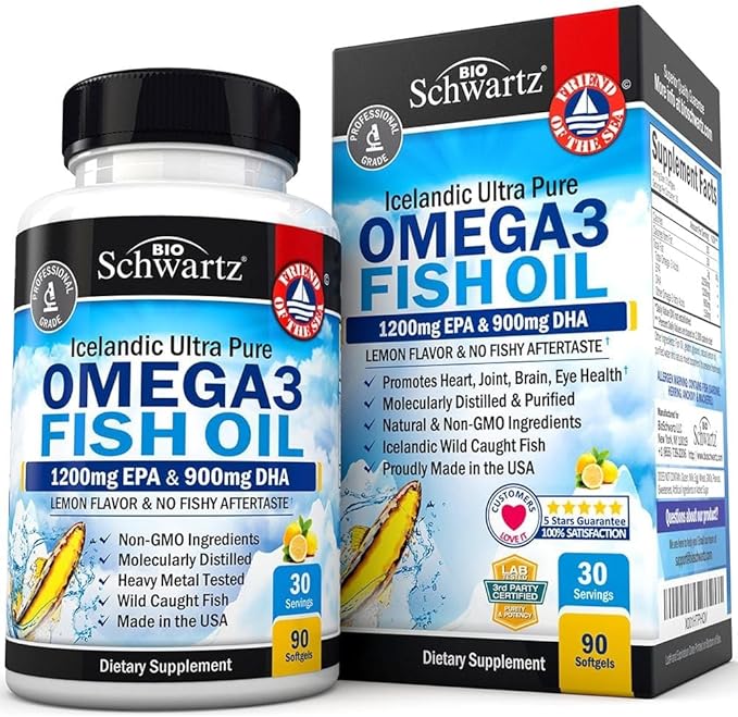 Omega 3 Fish Oil Supplement 1200mg EPA 900mg DHA 90 Softgels