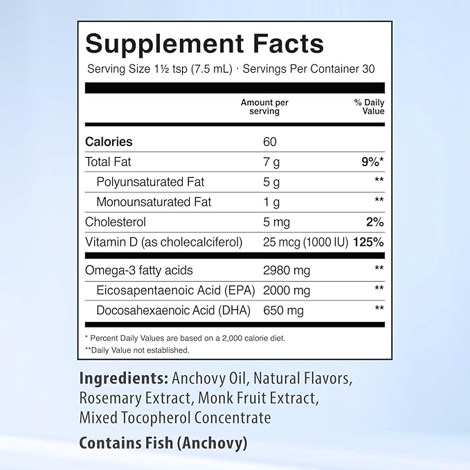 3X Extra Strength EPA Omega-3 Fish 3 Supplements 2980mg Burpless 7.60 Fl