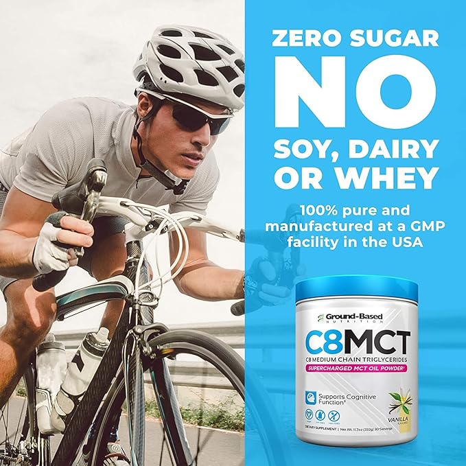 Ground-Based Nutrition C8 MCT Oil Powder – Supercharged Medium Chain Triglycerides MCT Oil Powder – Vegan-Friendly, Non-GMO Powdered C8 MCT Oil, Ketogenic MCT Coffee Creamer, No Stevia (Vanilla)