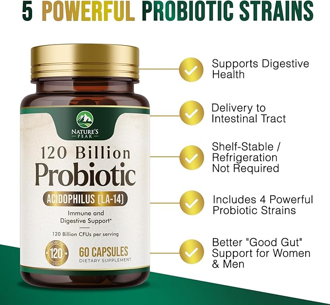 Probiotics for Digestive Health, 120 Billion 60 Capsules
