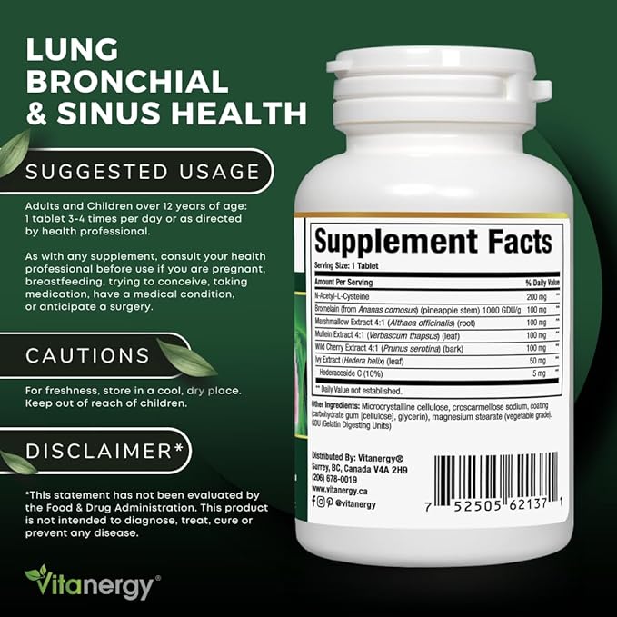 Sinus & Bronchial Health– Potent NAC, 90 Tablets-