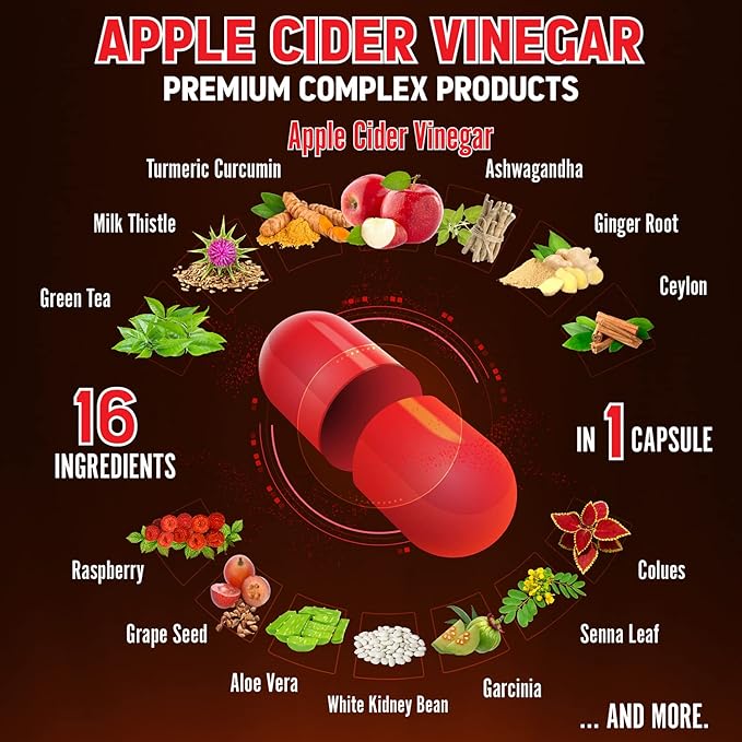 Zolotus 14x Strength Apple Cider Vinegar 14500mg, with (60 Caps)