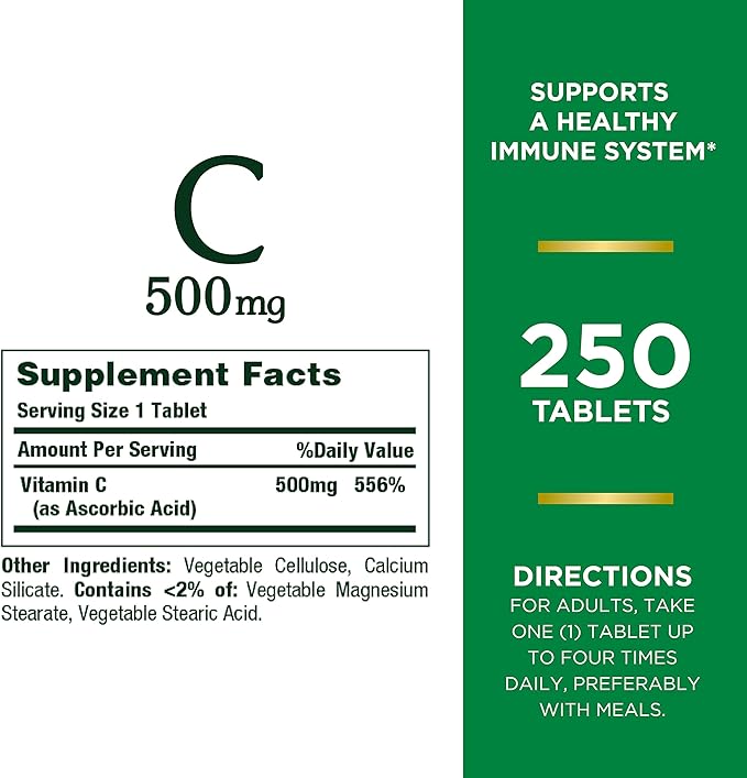 Nature's Bounty Vitamin C, Supports a 500mg, 250 250 Tablets