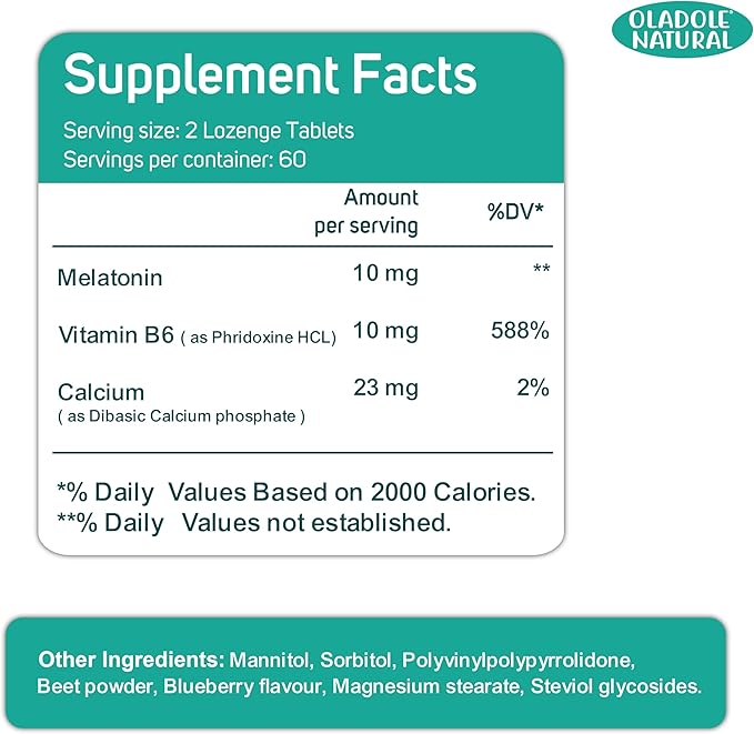 Extra Strength Melatonin 10mg 120 Fast-Dissolve B6 & 60 Days